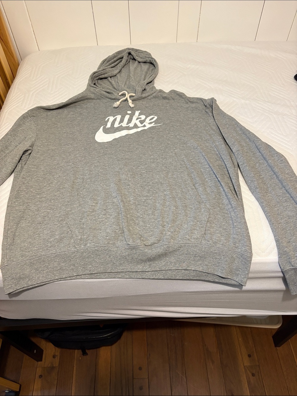 Nike Gray Pullover Hoodie with White Script Logo